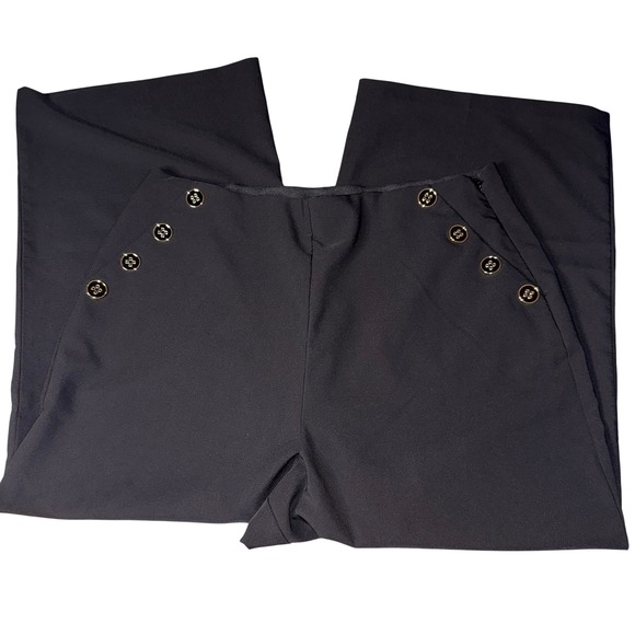 torrid Pants - Torrid Black Wide Leg Sailor Button refined crepe High rise Pants Plus Size 22R